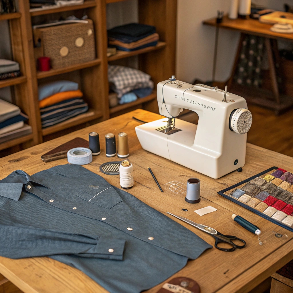 Kangas ja ompeluvälineet